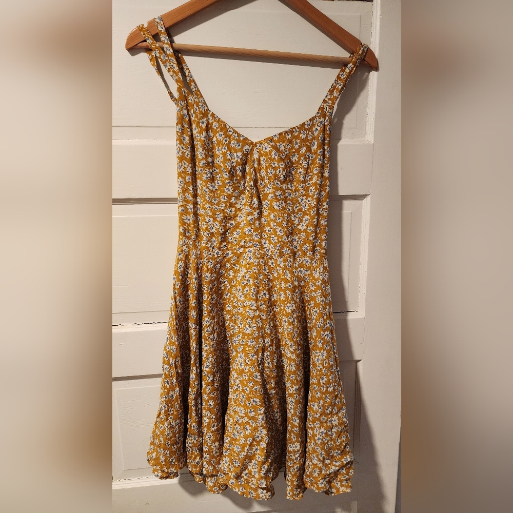 Urban Outfitters Kimchi Blue Floral Mini Dress - Mustard and White